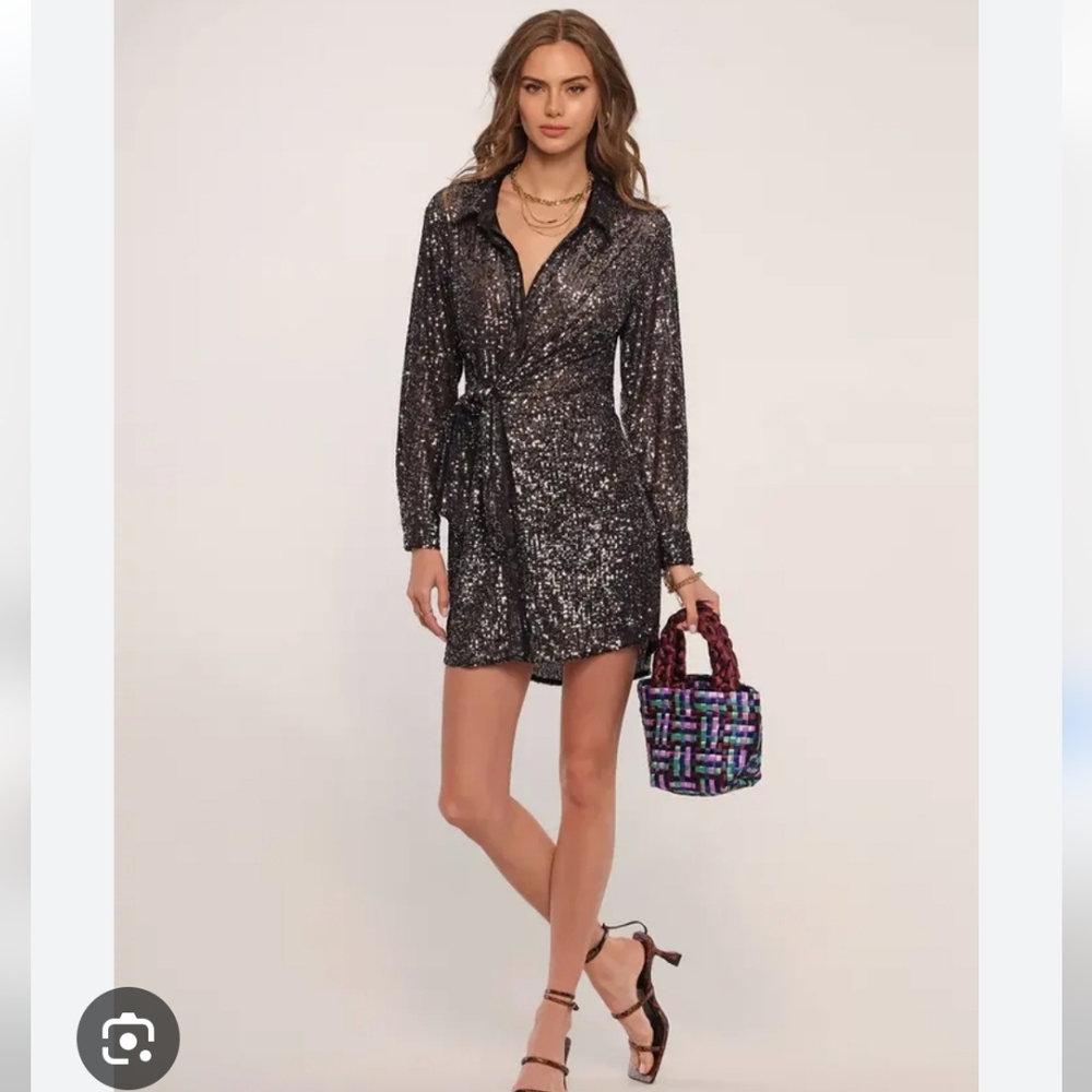 Heartloom Martinique Black Sequin Long Sleeve Dress